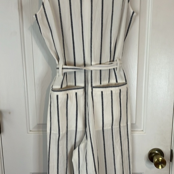 Outerknown | 100% Cotton Weekender White & Blue Striped Jumpsuit Size Small - Picture 7 of 12